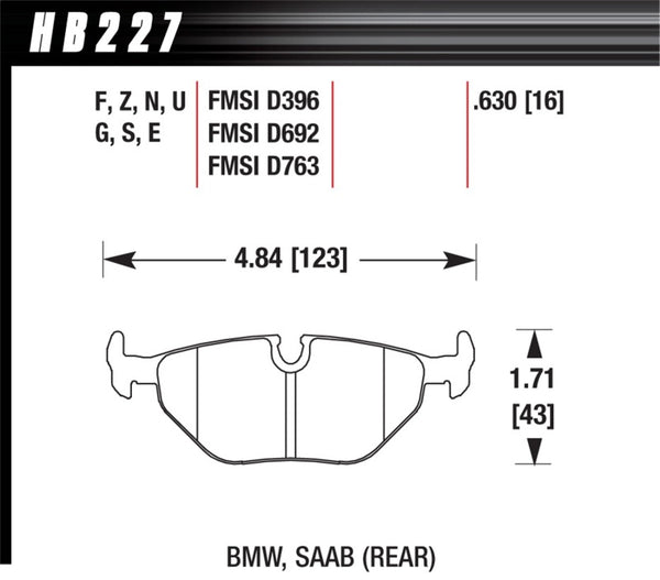 Hawk 92-95 BMW 325iS / 96-02 BMW M3 DTC-70 Race Rear Brake Pads - Bull Strap