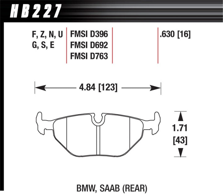Hawk 92-95 BMW 325iS / 96-02 BMW M3 DTC-70 Race Rear Brake Pads - Bull Strap