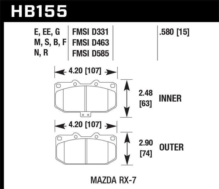 Hawk 93-95 Mazda RX-7 HP+ Street Front Brake Pads - Bull Strap
