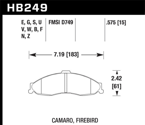 Hawk 98-02 Camaro/Firebird HP+ Street Front Brake Pads - Bull Strap