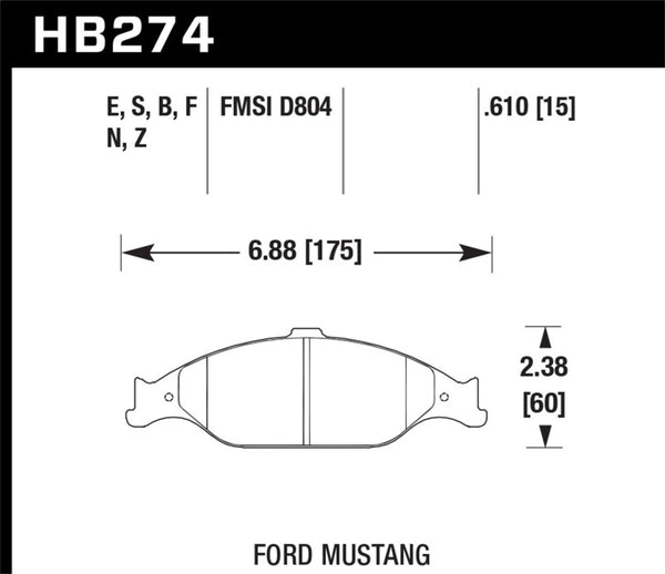 Hawk 99-04 Ford Mustang Base/GT HPS Street Front Brake Pads - Bull Strap