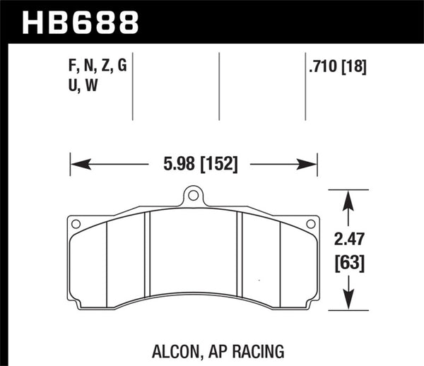 Hawk AP Racing/Alcon Performance Ceramic Racing Front Brake Pads w/0.710in Thickness - Bull Strap