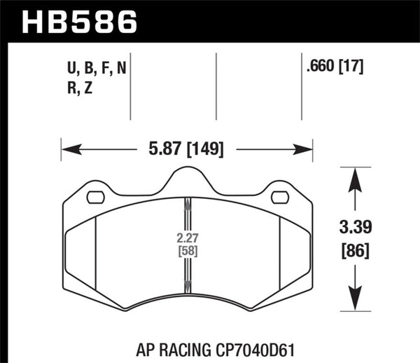 Hawk AP Racing CP7040 DTC-70 Race Brake Pads - Bull Strap