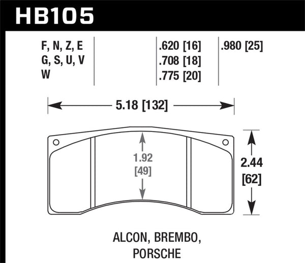 Hawk Alcon B/MB4/ Brembo XA2.E5.01/04 / XA5.90.01/04 / XA6.H7.11/14 DTC-70 Race Brake Pads - Bull Strap