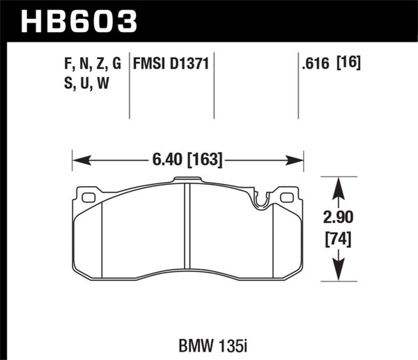 Hawk BMW 135i DTC-60 Race Front Brake Pads - Bull Strap