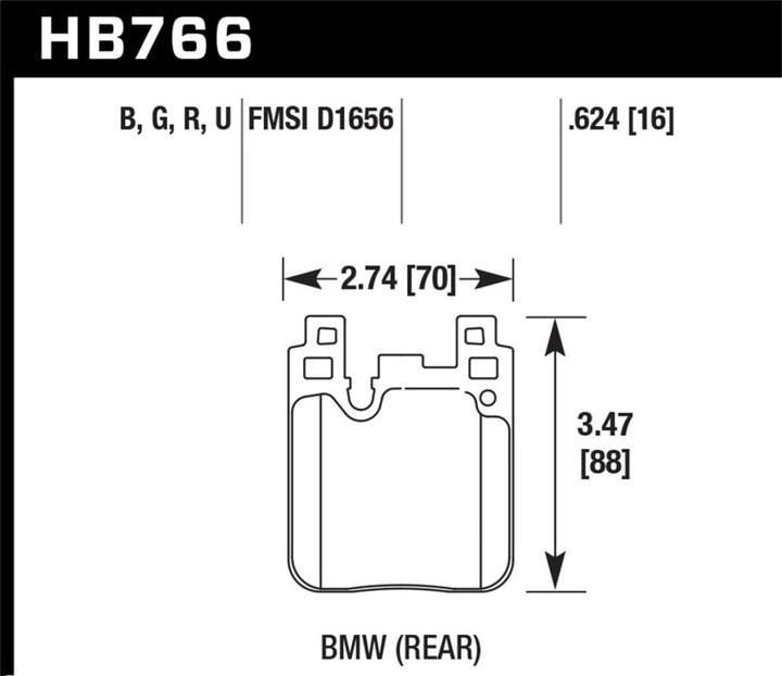 Hawk BMW M4 DTC-70 Race Rear Brake Pads - Bull Strap