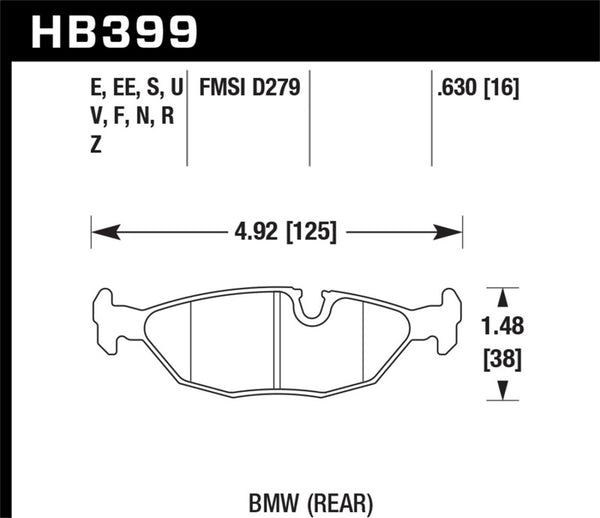 Hawk BMW Motorsport 16mm Thick DTC-60 Rear Race Brake Pads - Bull Strap