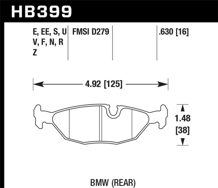 Hawk BMW Motorsport 16mm Thick DTC-60 Rear Race Brake Pads - Bull Strap