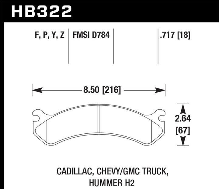 Hawk Chevy / GMC Truck / Hummer LTS Street Front Brake Pads - Bull Strap