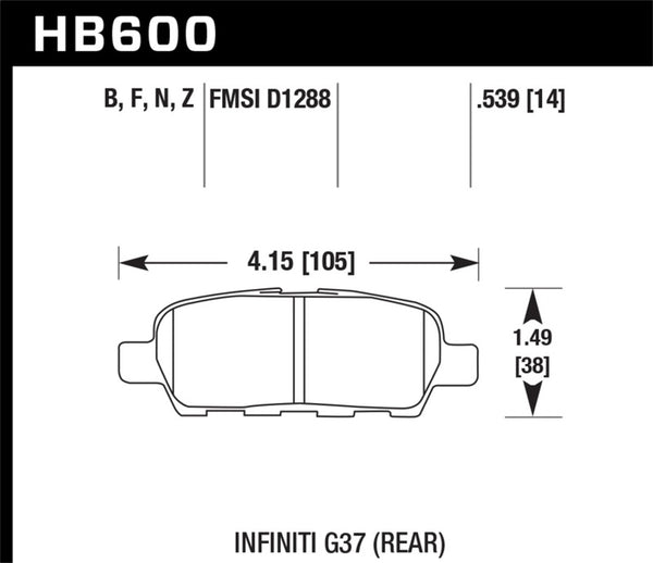 Hawk Infiniti G35 Sport/G37 / 08-10 Nissan Rogue / 07-09 Sentra SE-R / 10 Sentra SE-R M/T HPS Street - Bull Strap