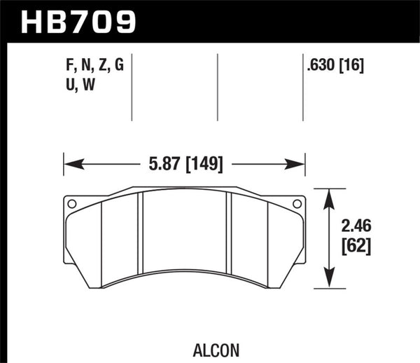 Hawk Performance Alcon Mono 6, Model 4497 HPS Street Brake Pads - Bull Strap
