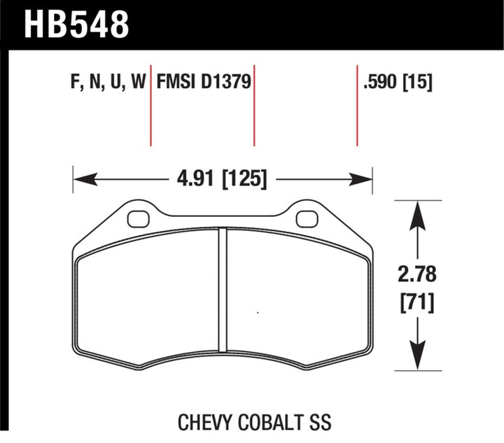 Hawk Renault Clio DTC-60 Race Front Brake Pads - Bull Strap