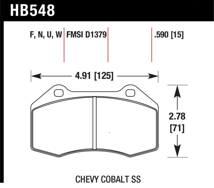 Hawk Renault Clio DTC-60 Race Front Brake Pads - Bull Strap
