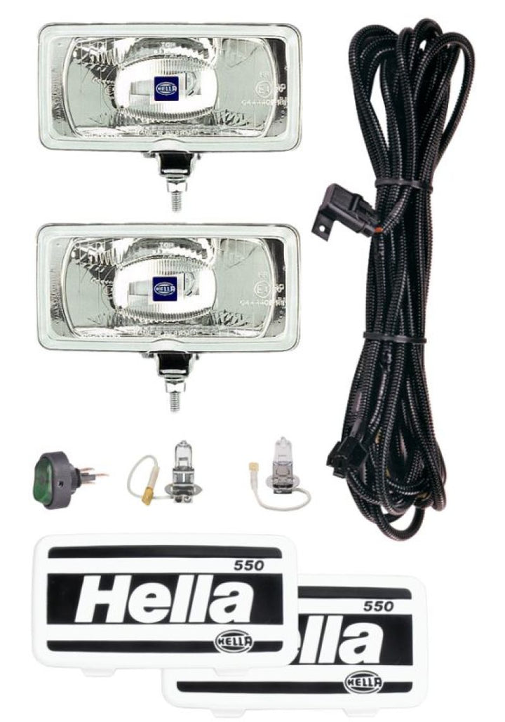 Hella 550 Series 12V/55W Halogen Driving Lamp Kit - Bull Strap