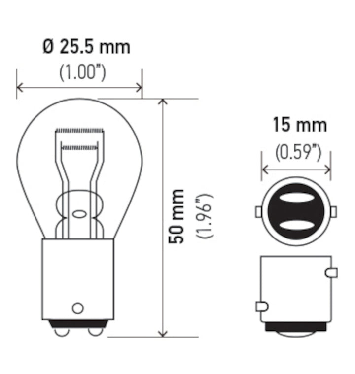 Hella Bulb 1157 12V 27/8W BAY15d S8 - Bull Strap
