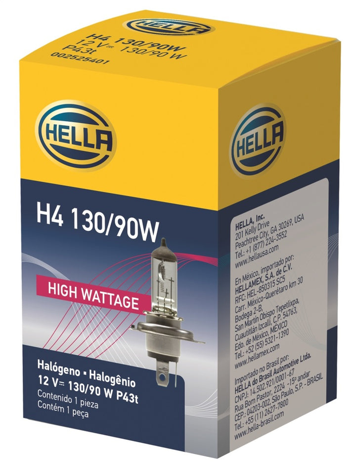 Hella H4 12V 130/90W Halogen Headlight Bulb - Universal - Bull Strap