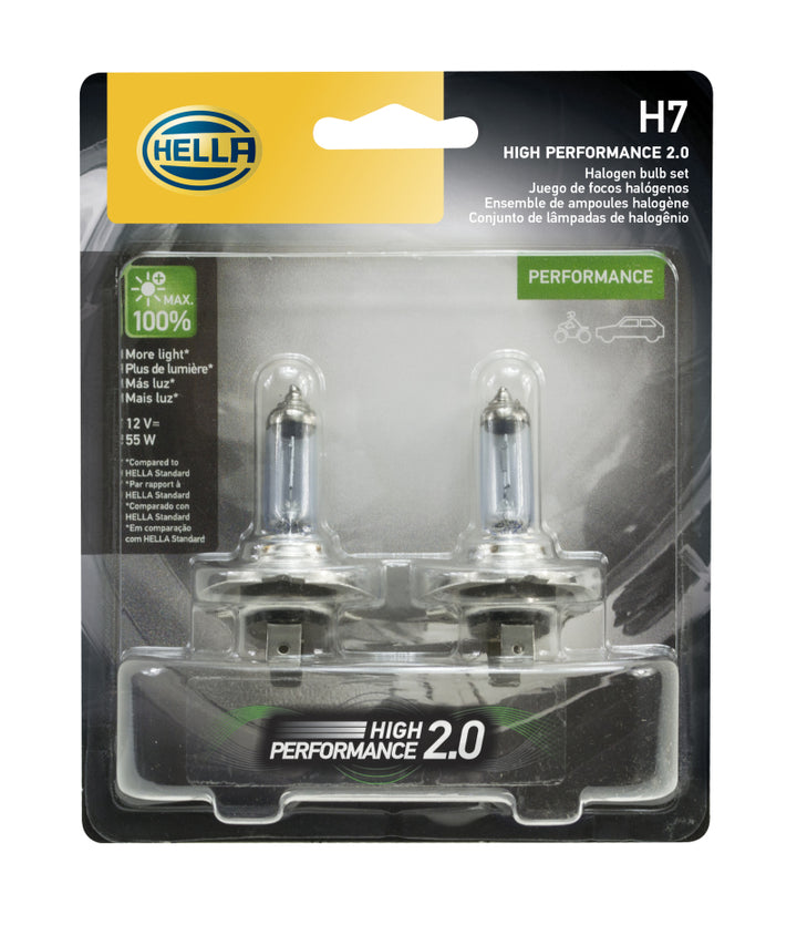 Hella H7 12V 55W PX26D HP 2.0 Halogen Bulbs - Bull Strap