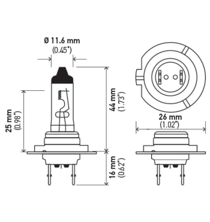 Hella H7 12V 55W PX26D HP 2.0 Halogen Bulbs - Bull Strap