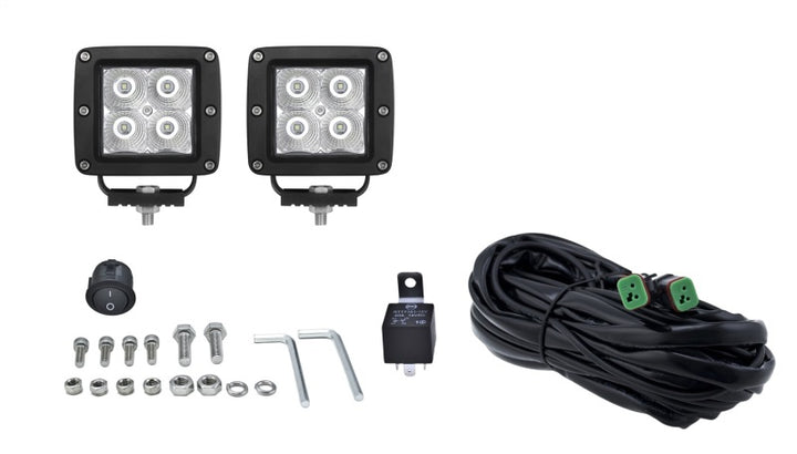 Hella HVF Cube 4 LED Off Road Kit - 3.1in 2X12W - Bull Strap