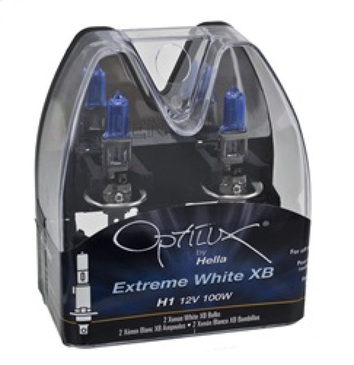 Hella Optilux H1 100W XB Extreme White Bulbs (Pair) - Bull Strap