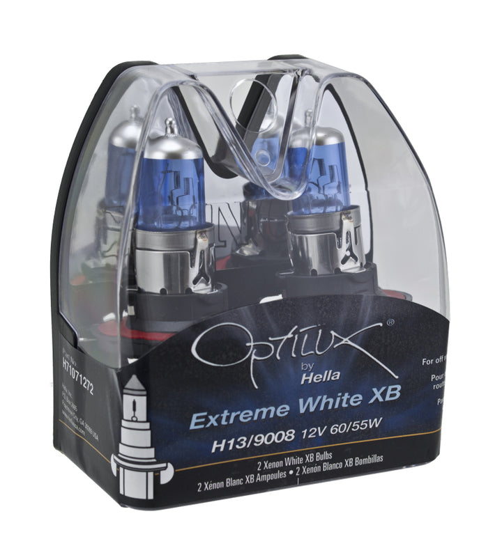 Hella Optilux H13/9008 12V 60/55W XB Xenon White Bulbs (Pair) - Bull Strap