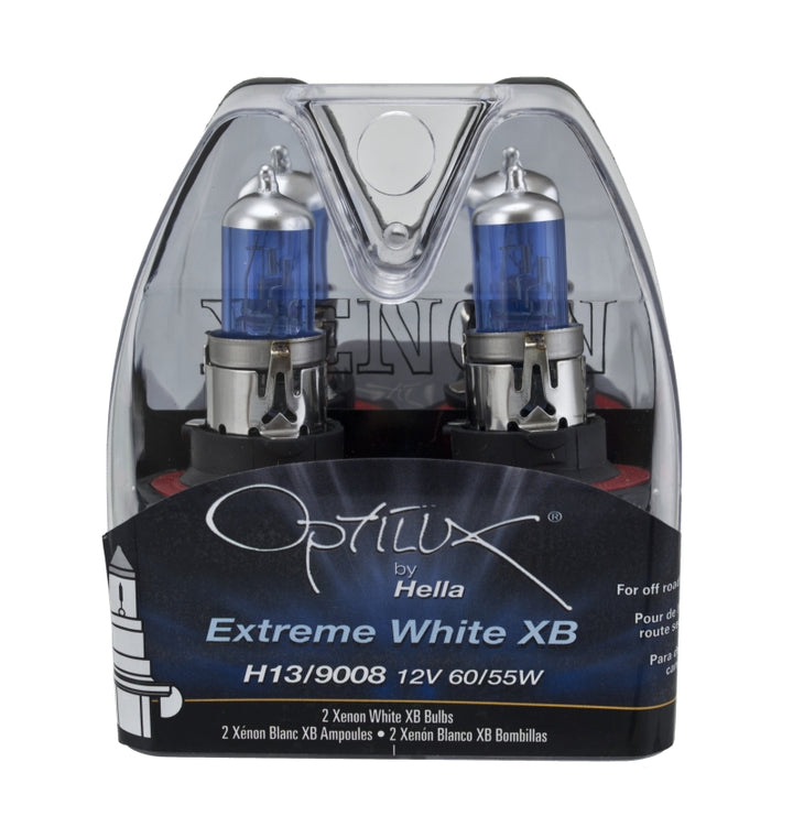 Hella Optilux H13/9008 12V 60/55W XB Xenon White Bulbs (Pair) - Bull Strap