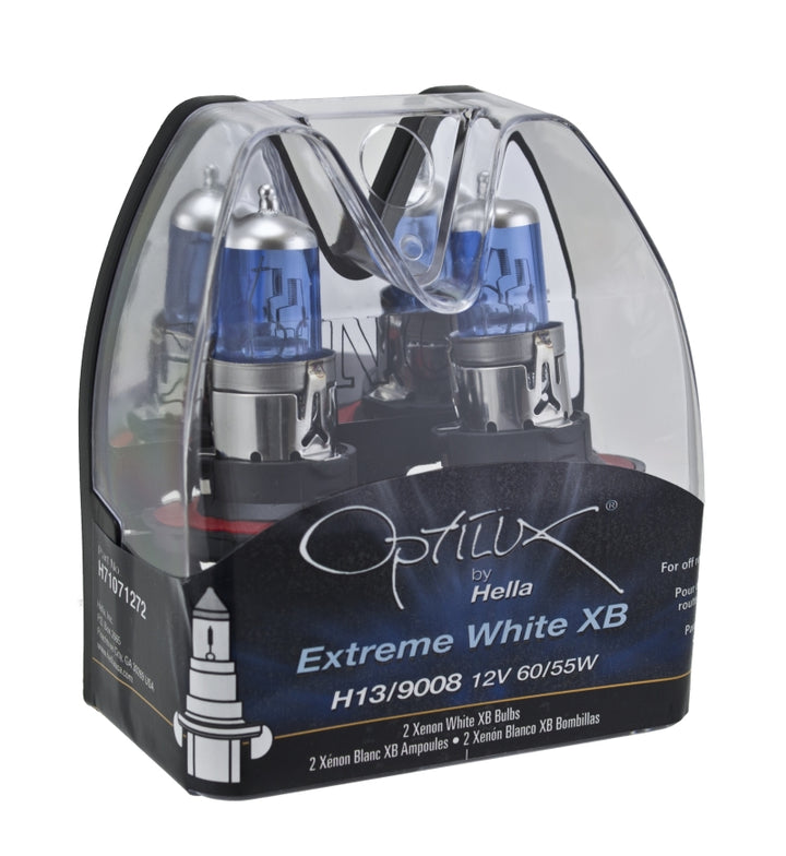 Hella Optilux H13/9008 12V 60/55W XB Xenon White Bulbs (Pair) - Bull Strap