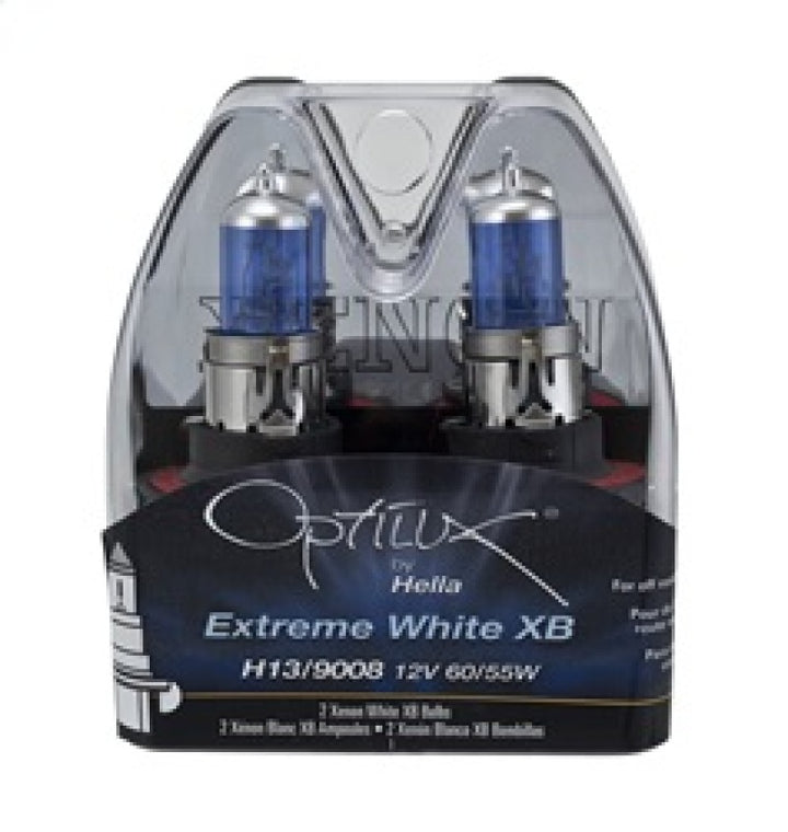 Hella Optilux H13/9008 12V 60/55W XB Xenon White Bulbs (Pair) - Bull Strap