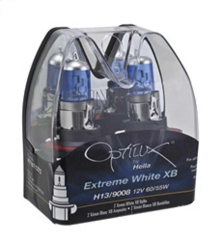 Hella Optilux H13/9008 12V 60/55W XB Xenon White Bulbs (Pair) - Bull Strap