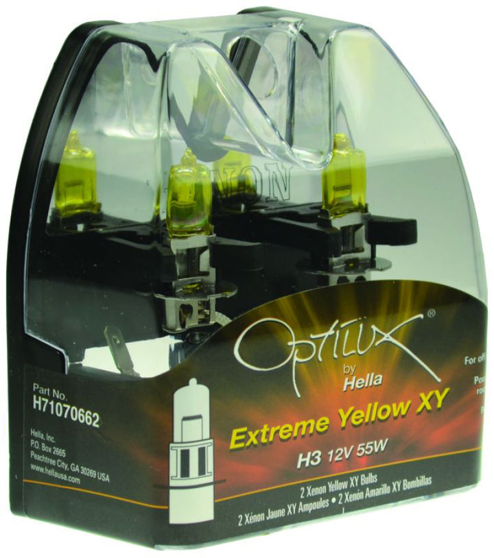 Hella Optilux H3 12V/55W XY Extreme Yellow Bulb - Bull Strap