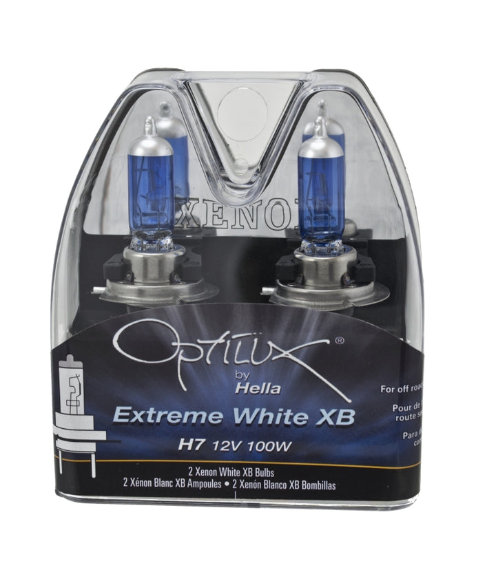 Hella Optilux H7 100W XB Extreme Blue Bulbs (Pair) - Bull Strap
