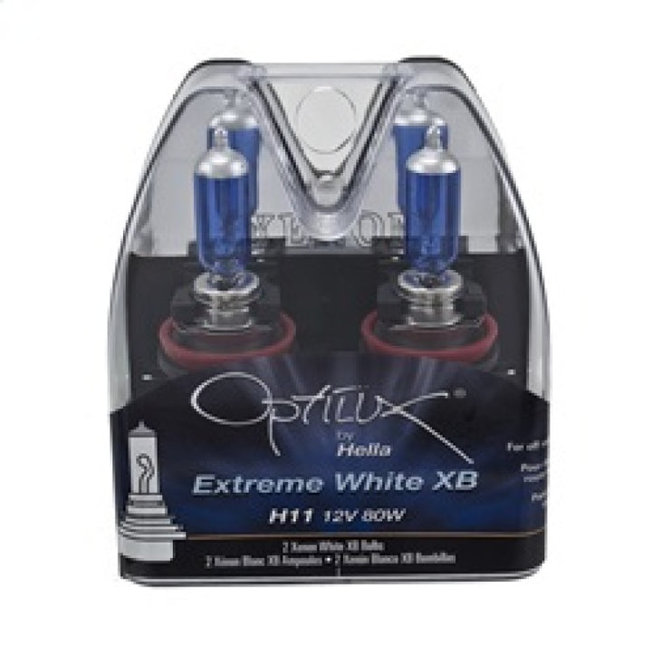Hella Optilux XB Extreme Type H11 12V 80W Blue Bulbs - Pair - Bull Strap