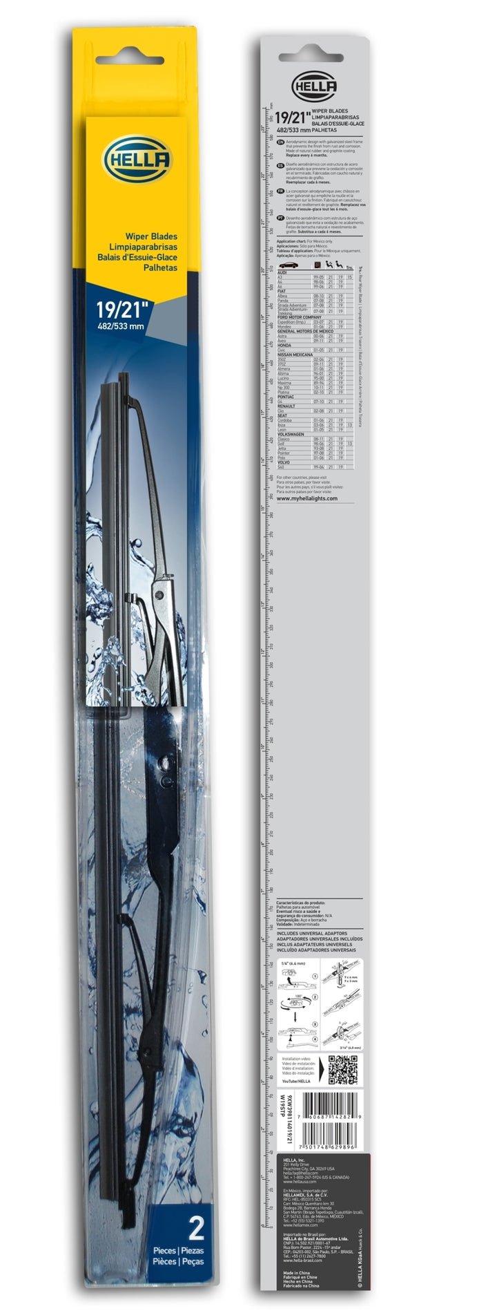 Hella Standard Wiper Blade 19in/21in - Pair - Bull Strap