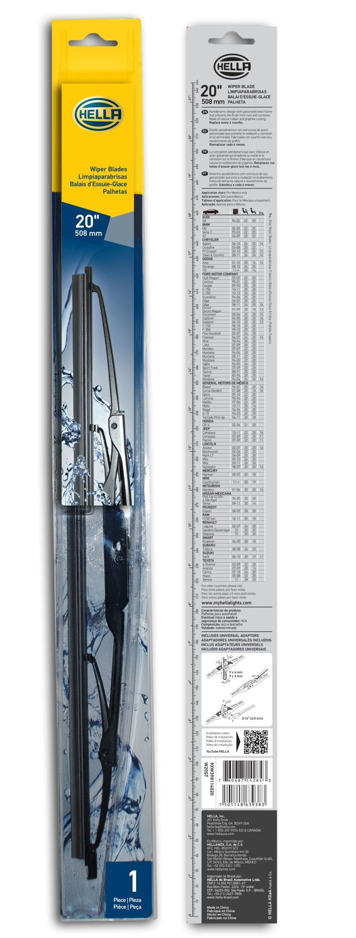 Hella Standard Wiper Blade 20in - Single - Bull Strap