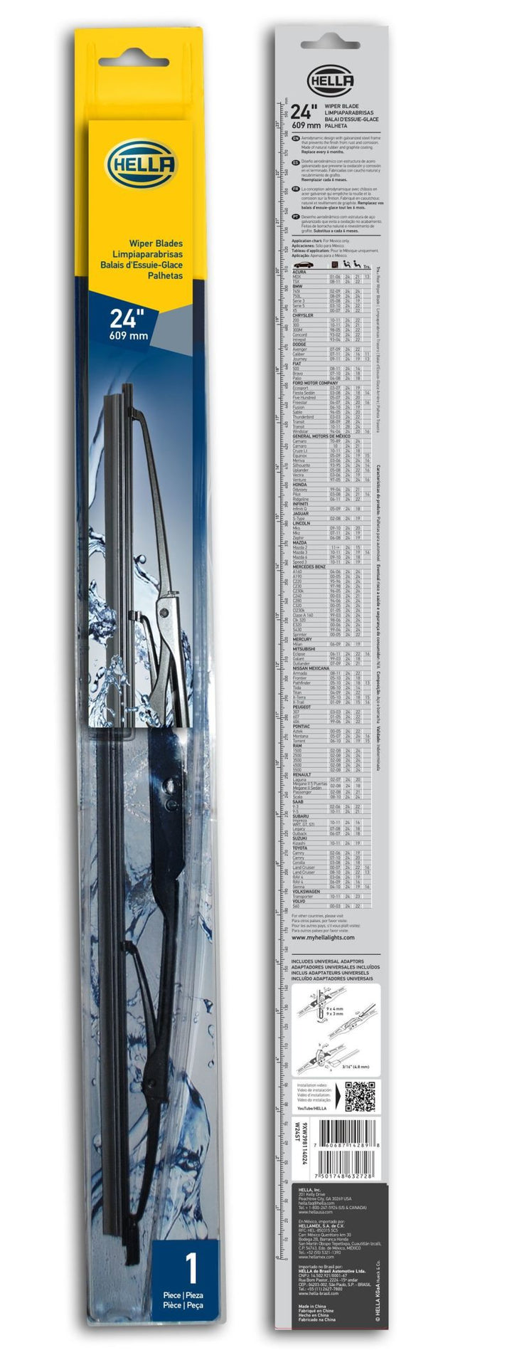 Hella Standard Wiper Blade 24in - Single - Bull Strap