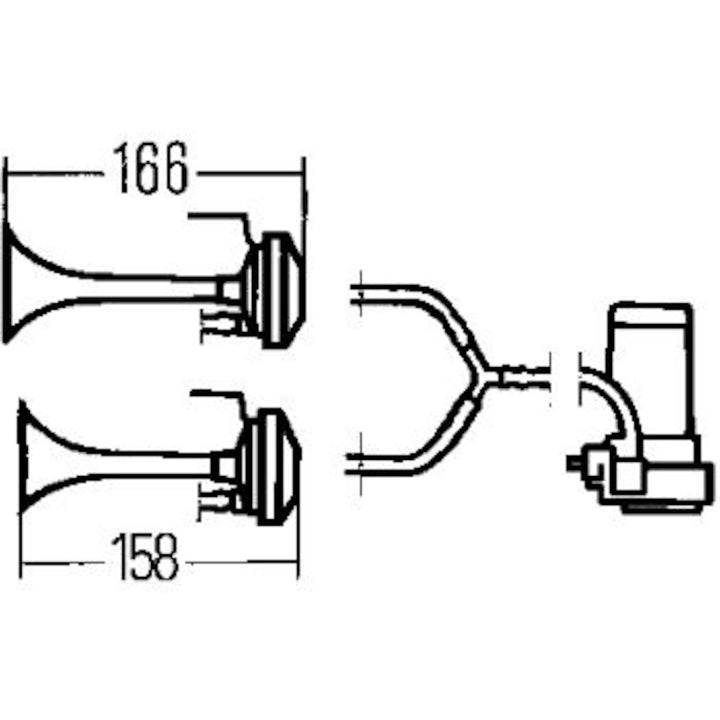 Hella Twin Trumpet Horn Kit 12V 240W 795-800Hz 118dB - Bull Strap
