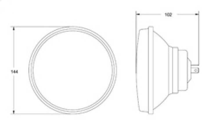 Hella Vision Plus 5-3/4in Round Conversion H4 Headlamp High/Low Beam - Single Lamp - Bull Strap