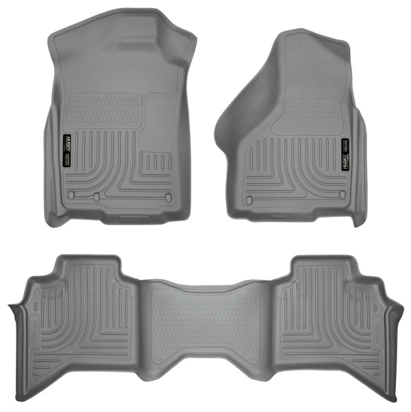 Husky Liners 03-08 Dodge Ram 1500/2500/3500 Quad Cab WeatherBeater Combo Gray Floor Liners - Bull Strap