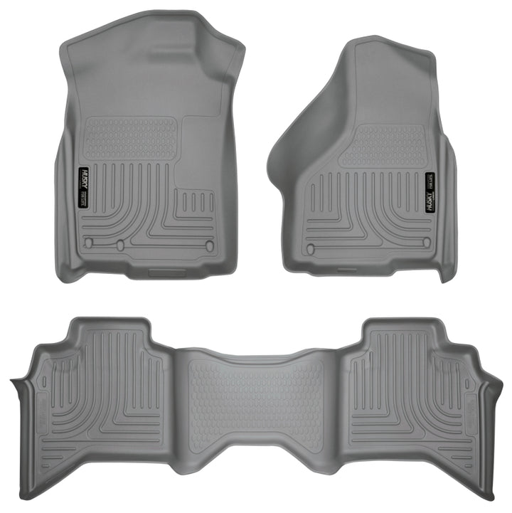 Husky Liners 03-08 Dodge Ram 1500/2500/3500 Quad Cab WeatherBeater Combo Gray Floor Liners - Bull Strap