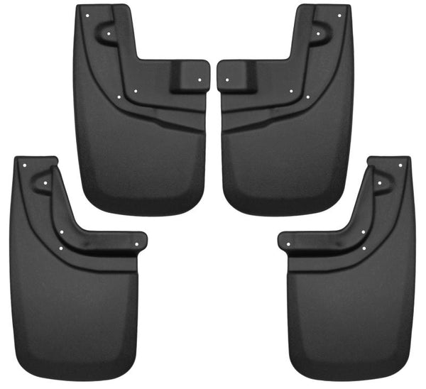 Husky Liners 05-15 Toyota Tacoma w/ OEM Fender Flares Front and Rear Mud Guards - Black - Bull Strap