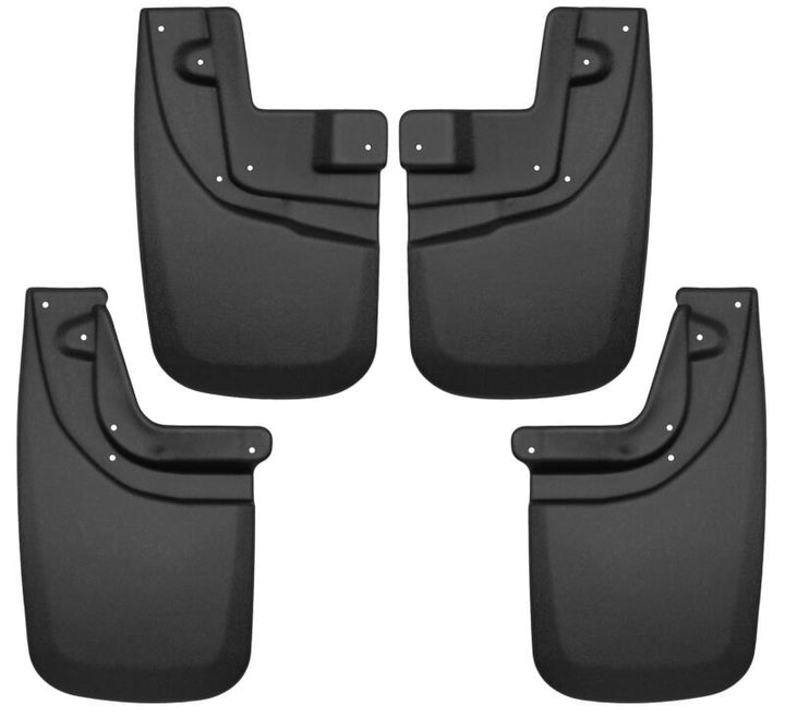 Husky Liners 05-15 Toyota Tacoma w/ OEM Fender Flares Front and Rear Mud Guards - Black - Bull Strap
