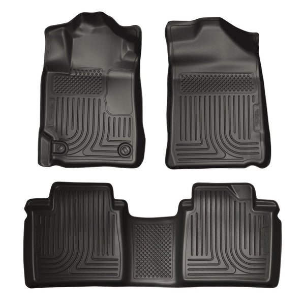 Husky Liners 07-11 Toyota Camry (All) WeatherBeater Combo Black Floor Liners (One Piece for 2nd Row) - Bull Strap