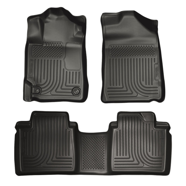 Husky Liners 07-11 Toyota Camry (All) WeatherBeater Combo Black Floor Liners (One Piece for 2nd Row) - Bull Strap