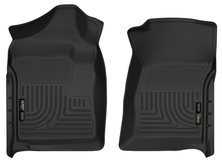 Husky Liners 07-12 Chevrolet Silverado/GMC Sierra Regular Cab WeatherBeater Black Floor Liners - Bull Strap