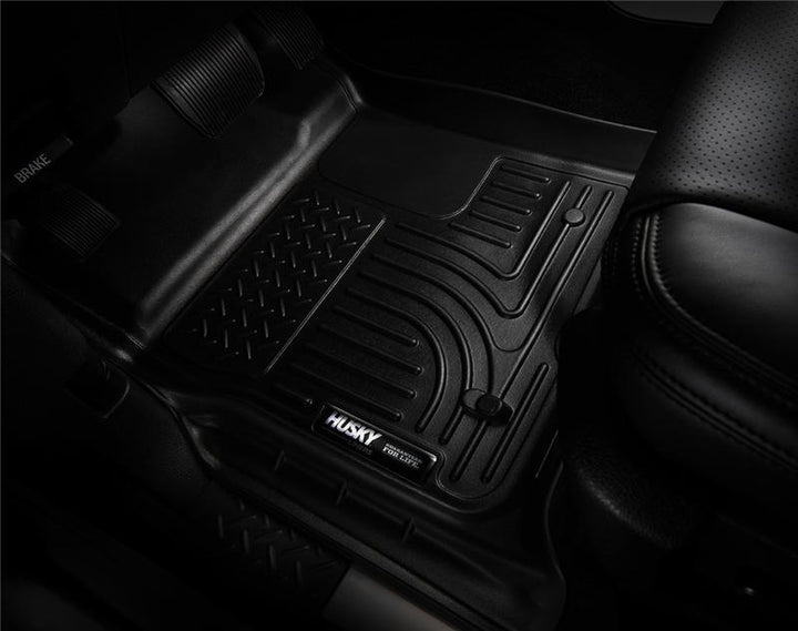 Husky Liners 07-12 Dodge Caliber / 07-14 Jeep Compass WeatherBeater Black 2nd Seat Floor Liners - Bull Strap