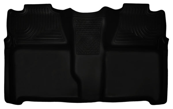 Husky Liners 07-13 Chevy Silverado 1500/2500HD Crew Cab PU Weatherbeater Black 2nd Seat Floor Liner - Bull Strap