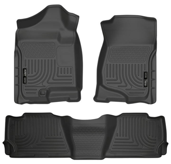 Husky Liners 07-13 GM Escalade ESV/Avalanche/Suburban WeatherBeater Black Front/2nd Row Floor Liners - Bull Strap