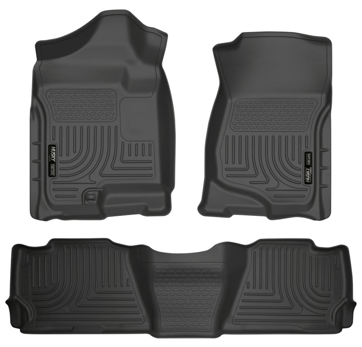 Husky Liners 07-13 GM Escalade ESV/Avalanche/Suburban WeatherBeater Black Front/2nd Row Floor Liners - Bull Strap
