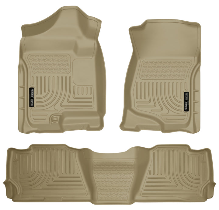 Husky Liners 07-13 GM Escalade ESV/Avalanche/Suburban WeatherBeater Tan Front/2nd Row Floor Liners - Bull Strap