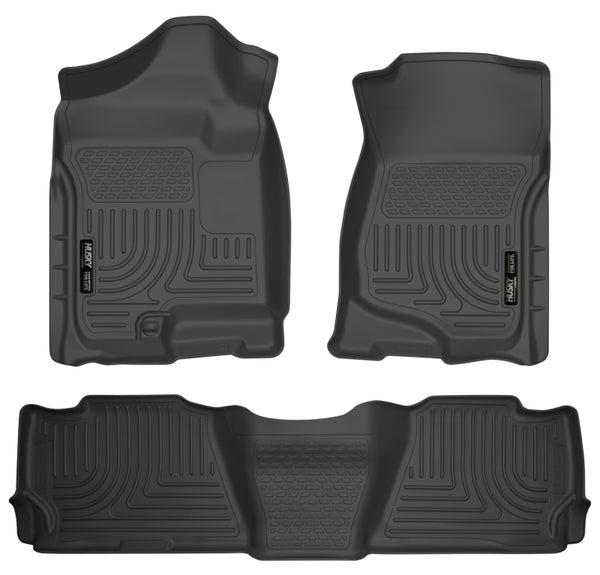 Husky Liners 07-13 GM Escalade/Suburban/Yukon WeatherBeater Black Front & 2nd Seat Floor Liners - Bull Strap